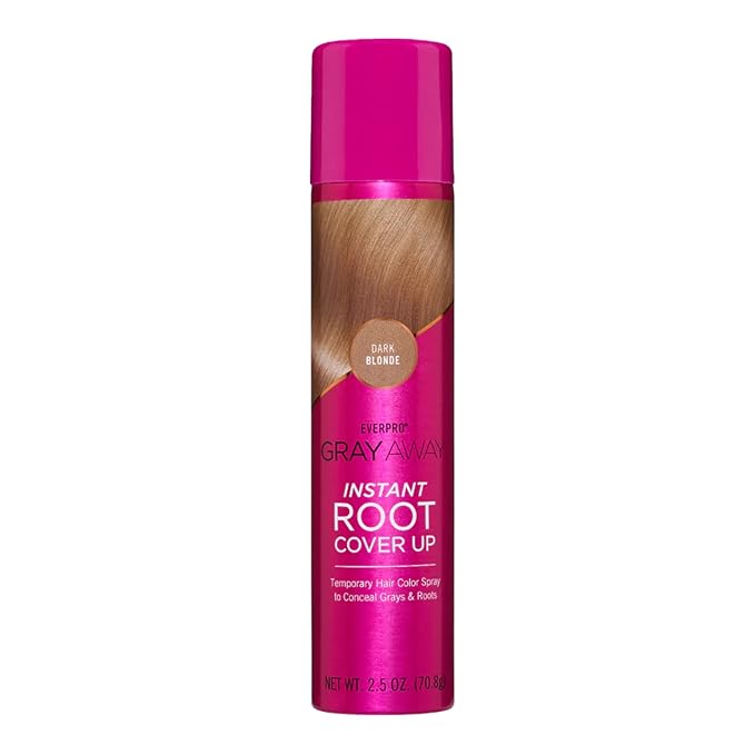 Pink bottle of Gray Away Instant Root Cover Up on a white background