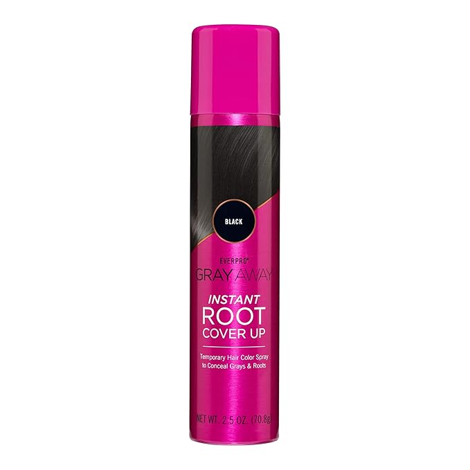 Pink can of Instant Root Cover Up hair color spray on a white background