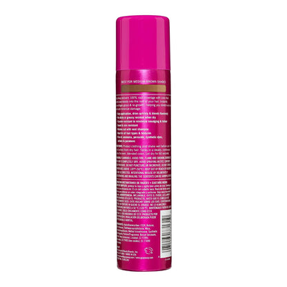 Pink hair color spray can with text on a white background
