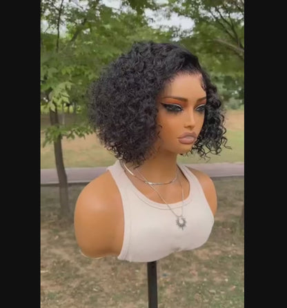 Pre-Plucked Lace Curly Bob Wig 200% Density