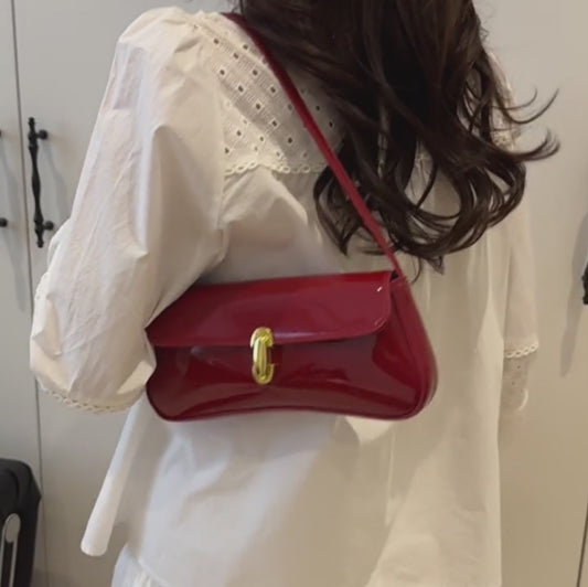 Women's Luxury Fashionable Vintage Faux Oiled Leather Flap Decor Shoulder Underarm Bag, Suitable For Date Night, Dating, Outing, Party