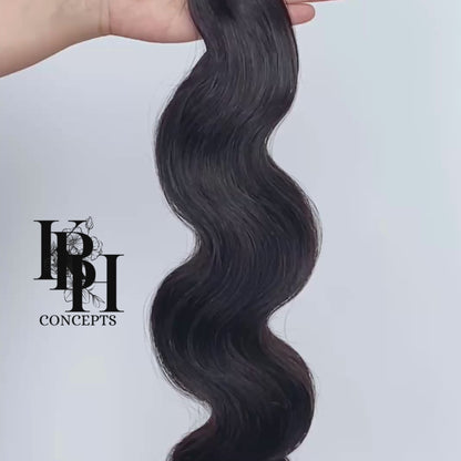 PU Seamless Clip-Ins High Volume Remy Hair Extensions Virgin Human Hair Body Wave for Women Invisible Skin Weft 18Clips Natural Black